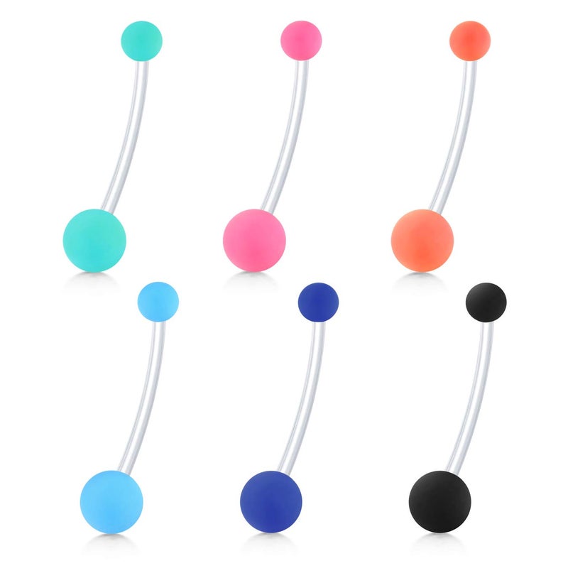 D.Bella 6pcs Ball Pregnancy Sport Maternity Flexible Bioplast Belly Navel Button Ring Retainer 14G 1 1/2Inch (38mm) - Image 1
